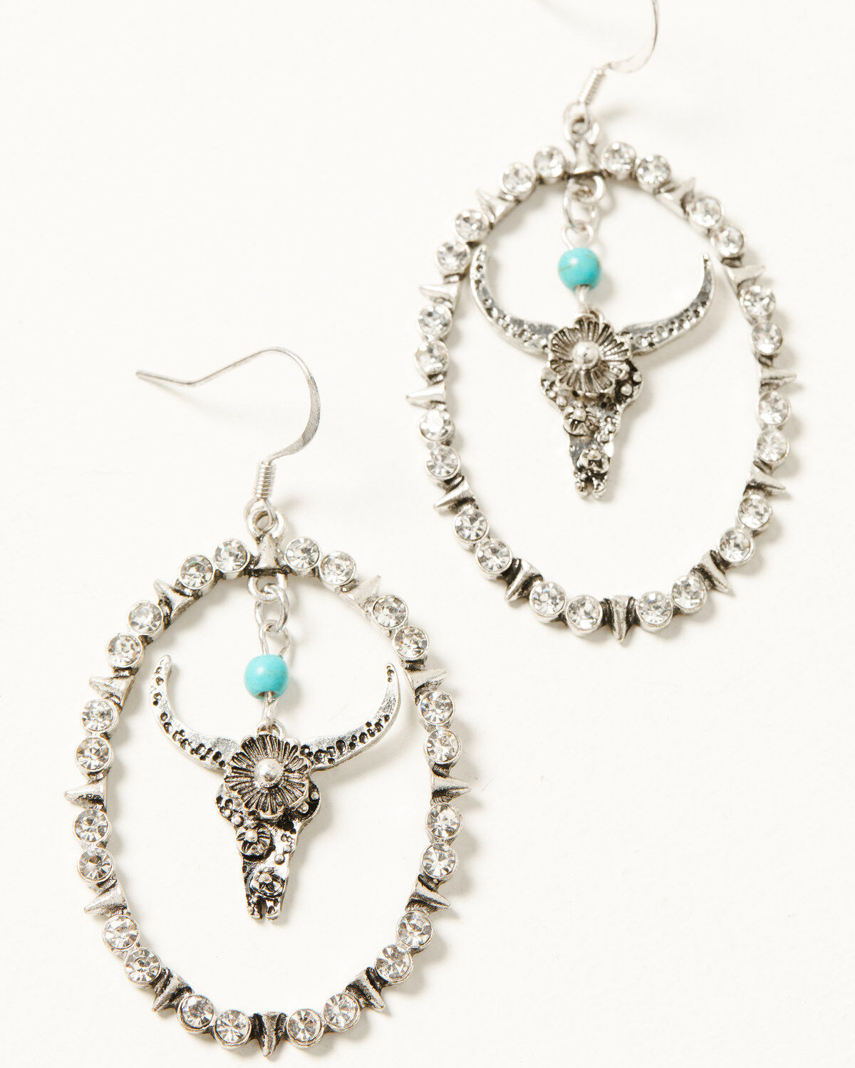Image #2 - Shyanne Women's Silver Longhorn Chandelier Earrings, Silver, hi-res