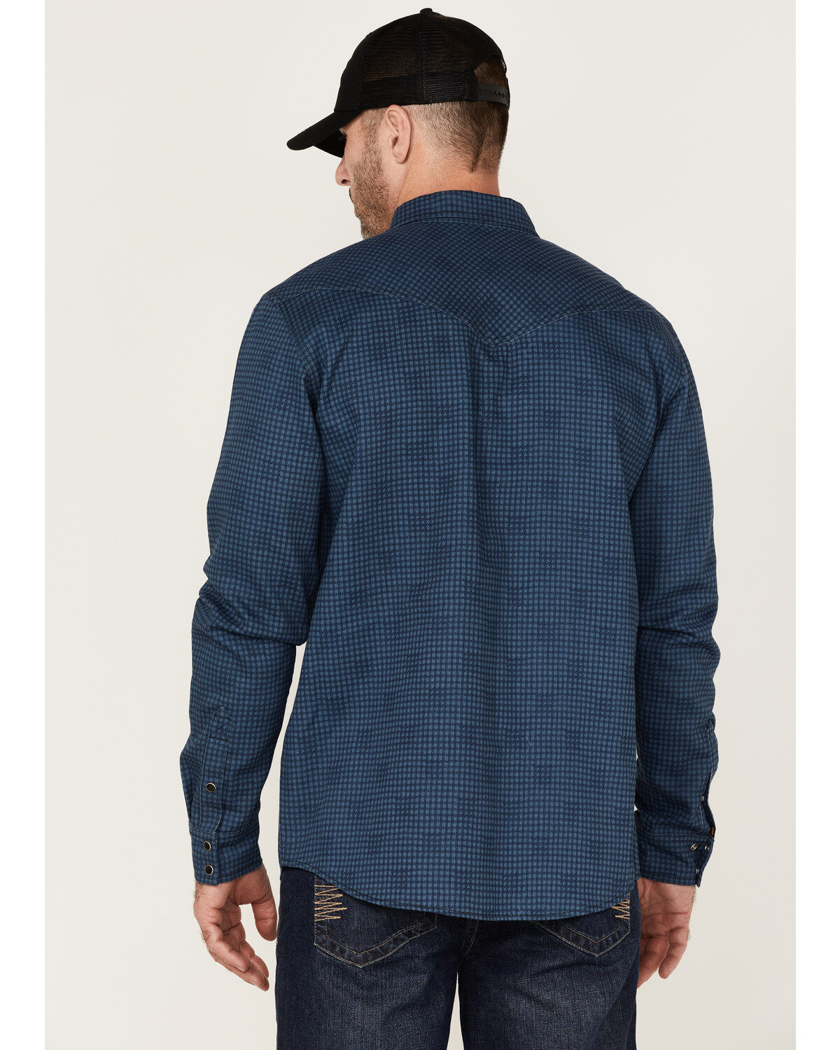 Image #4 - Cody James Men's FR Houndstooth Check Long Sleeve Snap Work Shirt, Medium Blue, hi-res
