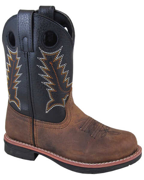 Smoky Mountain Boys' Buffalo Western Boots - Round Toe, Brown, hi-res
