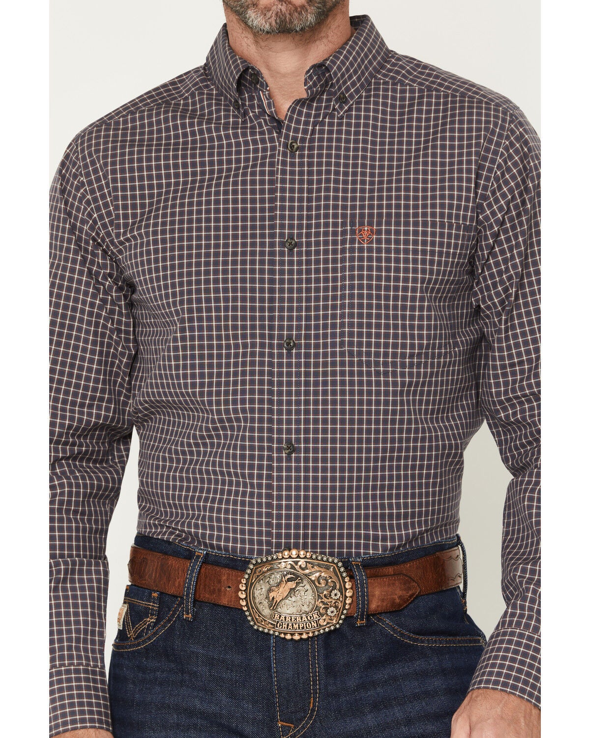 Image #3 - Ariat Men's Pro Series Wheaton Plaid Print FItted Long Sleeve Button-Down Western Shirt, Navy, hi-res