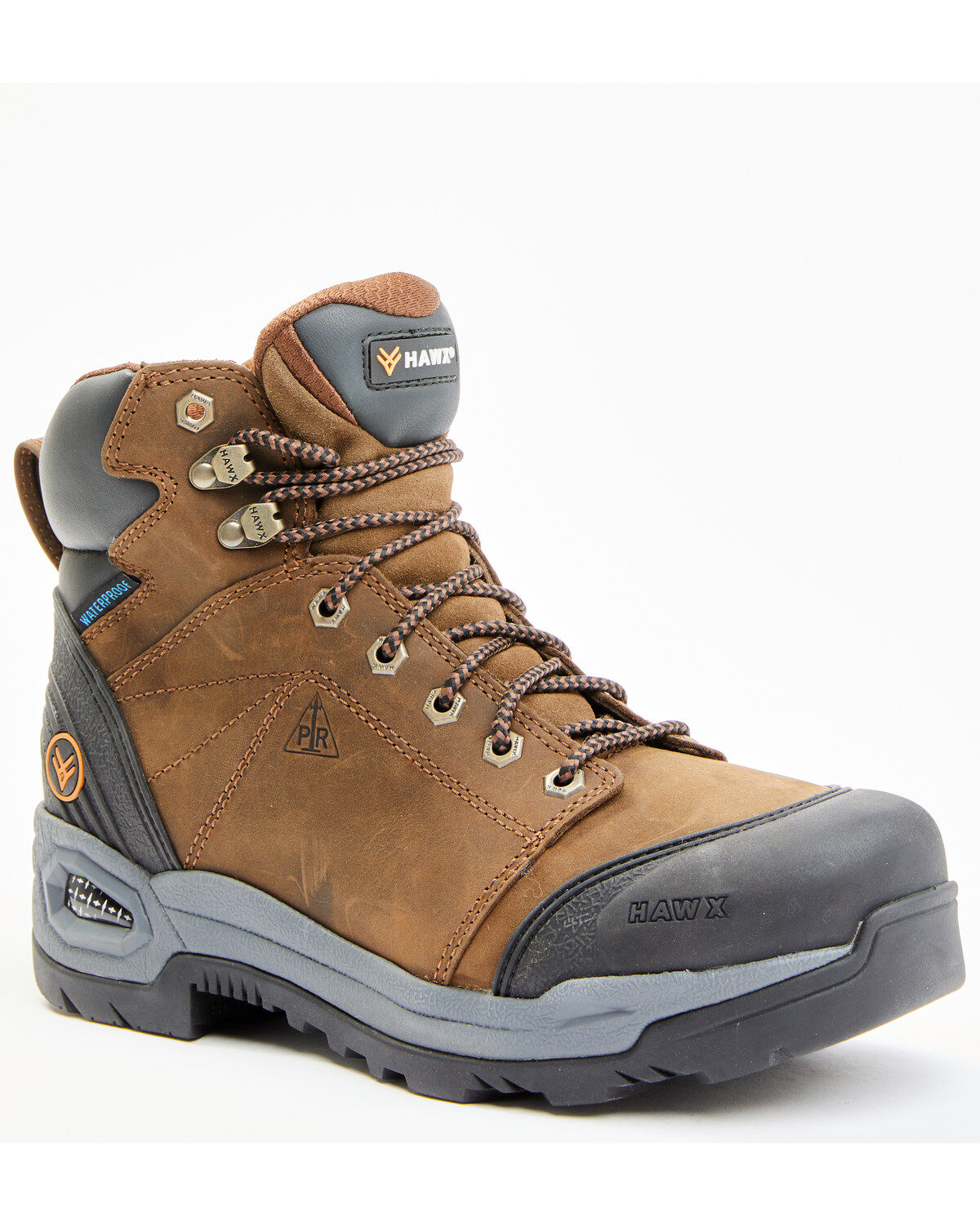 Image #1 - Hawx Men's Lace To Toe Crazy Horse Waterproof Work Boots - Soft Toe, Brown, hi-res