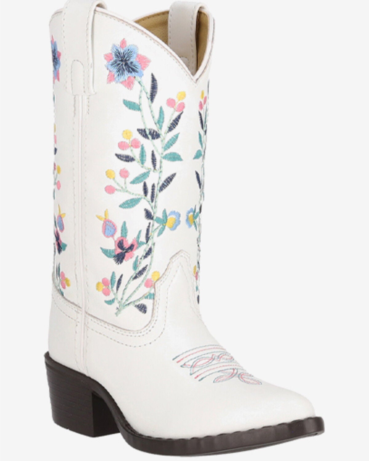 Image #1 - Smoky Mountain Little Girls' Lacey Western Boots - Round Toe, White, hi-res
