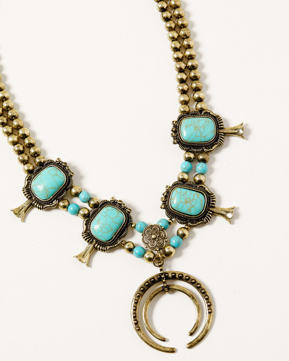 Image #1 - Shyanne Women's Golden Dreamcatcher Squash Blossom Necklace, Gold, hi-res