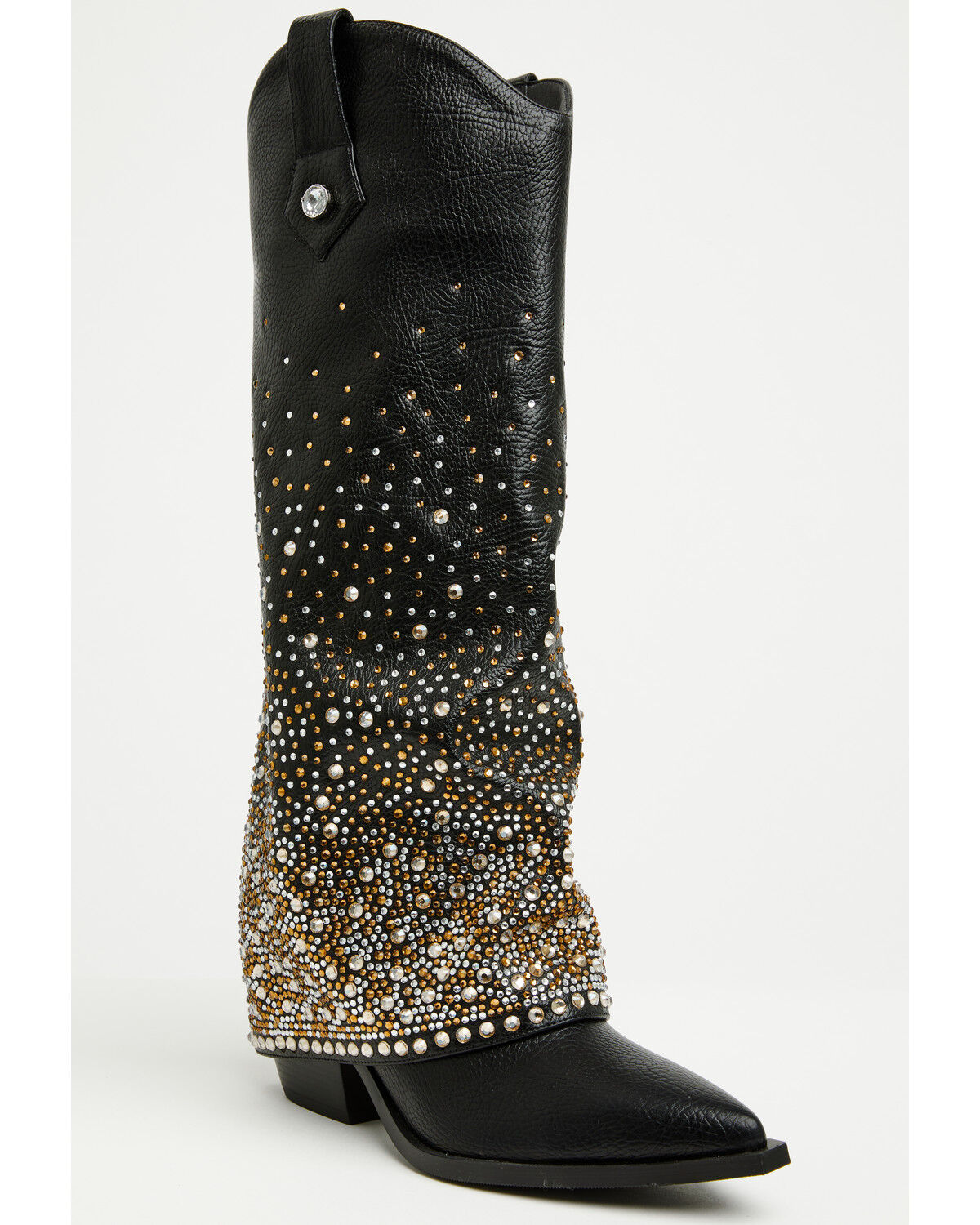 Image #1 - Azalea Wang Women's Beth Rhinestone Tall Fashion Boots - Snip Toe, Black, hi-res