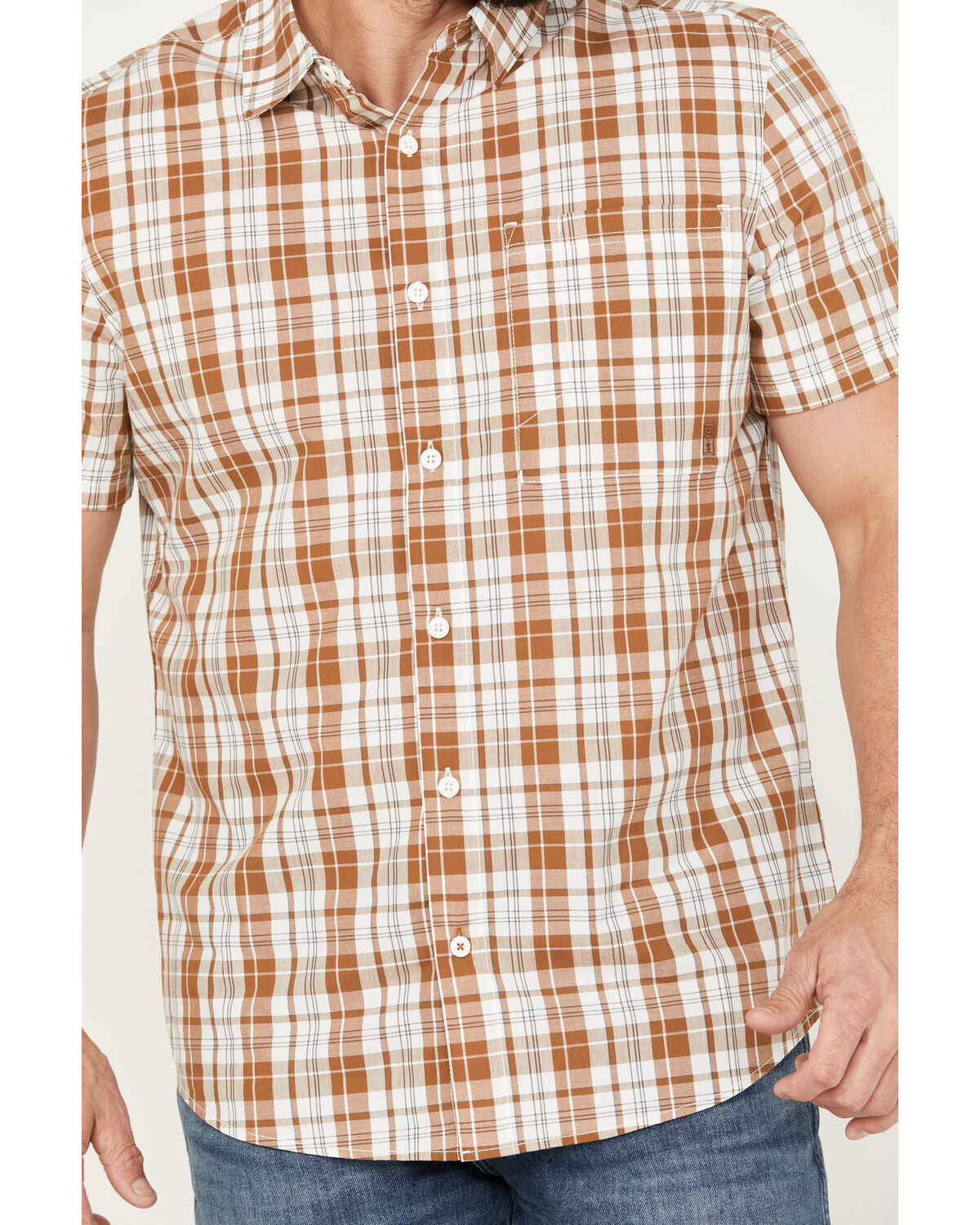 Image #3 - Brothers and Sons Men's Tulsa Plaid Print Short Sleeve Button-Down Western Shirt, Rust Copper, hi-res