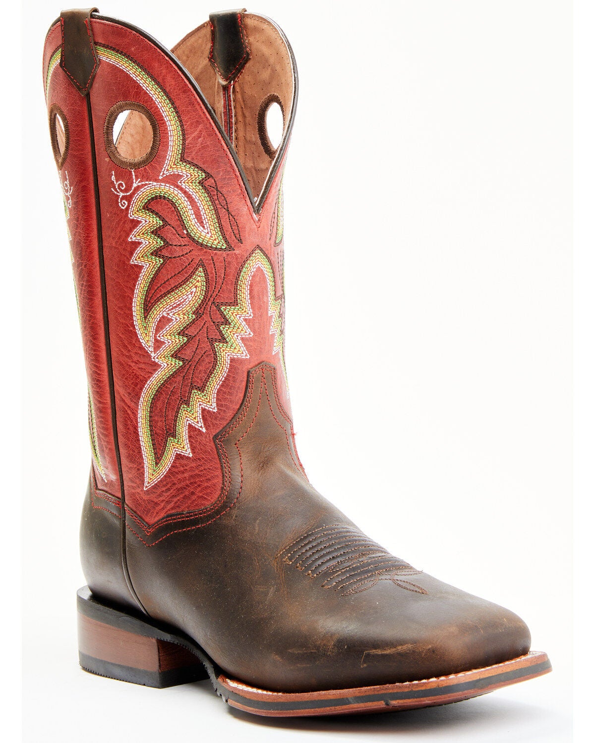 Dan Post Men's Leon Red Top Western Performance Boots - Broad Square Toe, Red, hi-res
