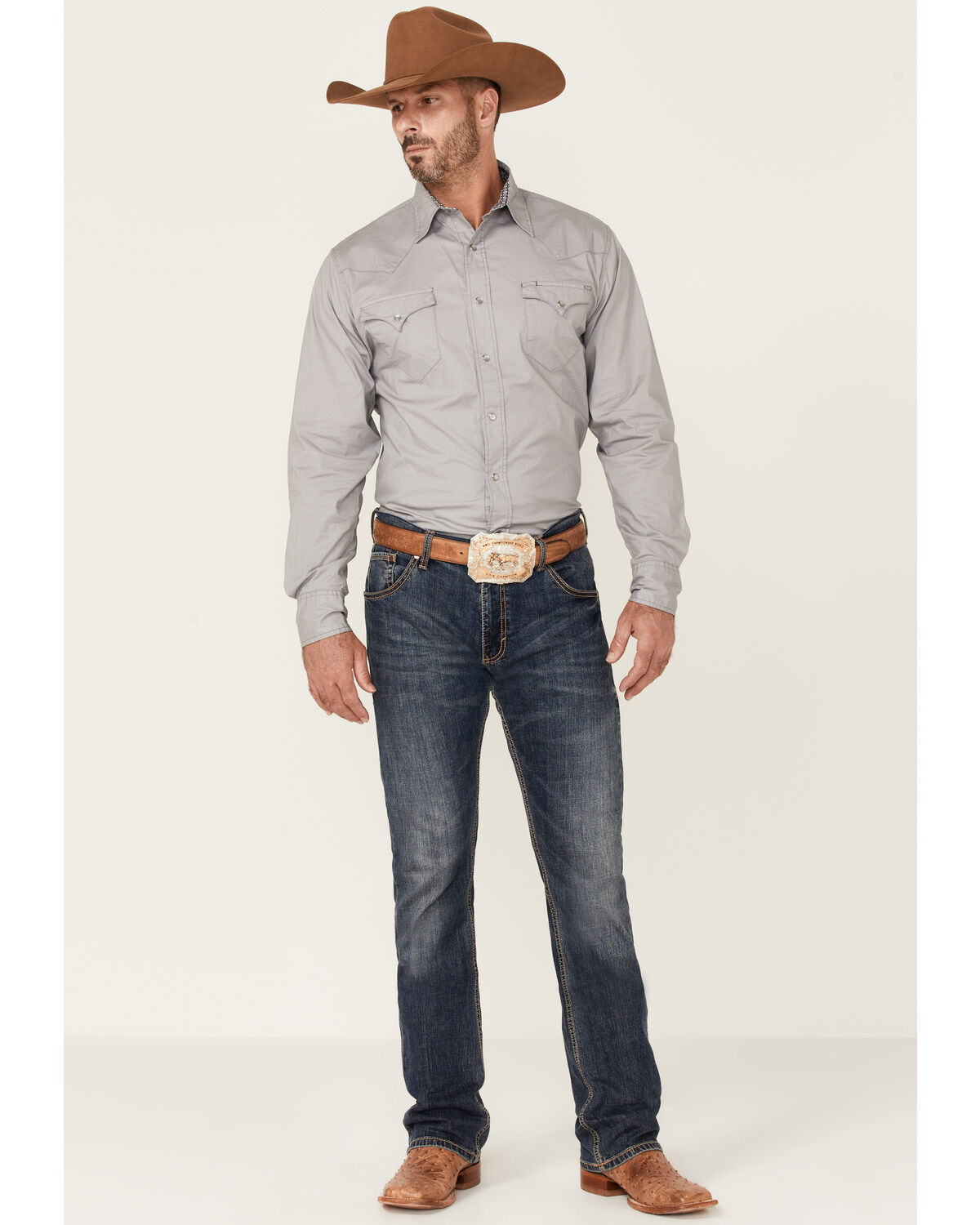 Image #2 - Tin Haul Men's Solid Poplin Gray Long Sleeve Western Shirt, , hi-res