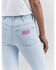 Image #6 - Wrangler® X Barbie™ Women's Light Wash High Rise Westward Pink Patch Stretch Bootcut Jeans, , hi-res