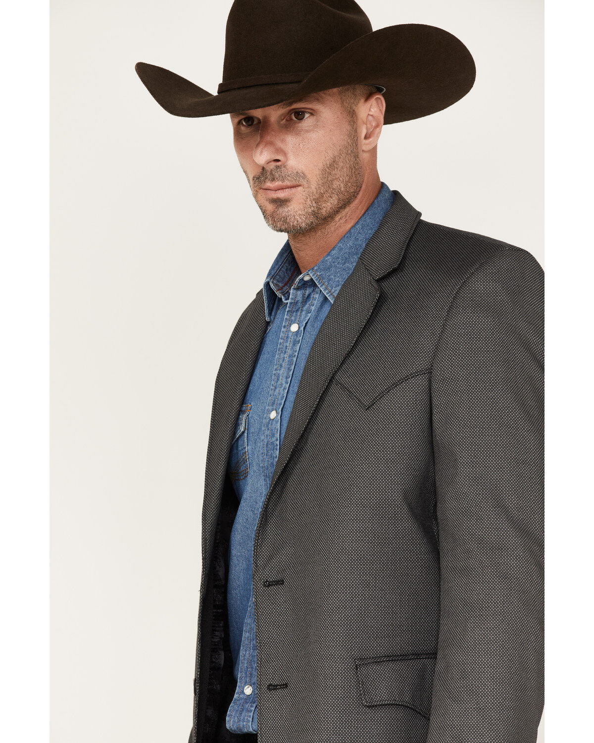 Image #2 - Circle S Men's Plano Sportcoat, Black, hi-res