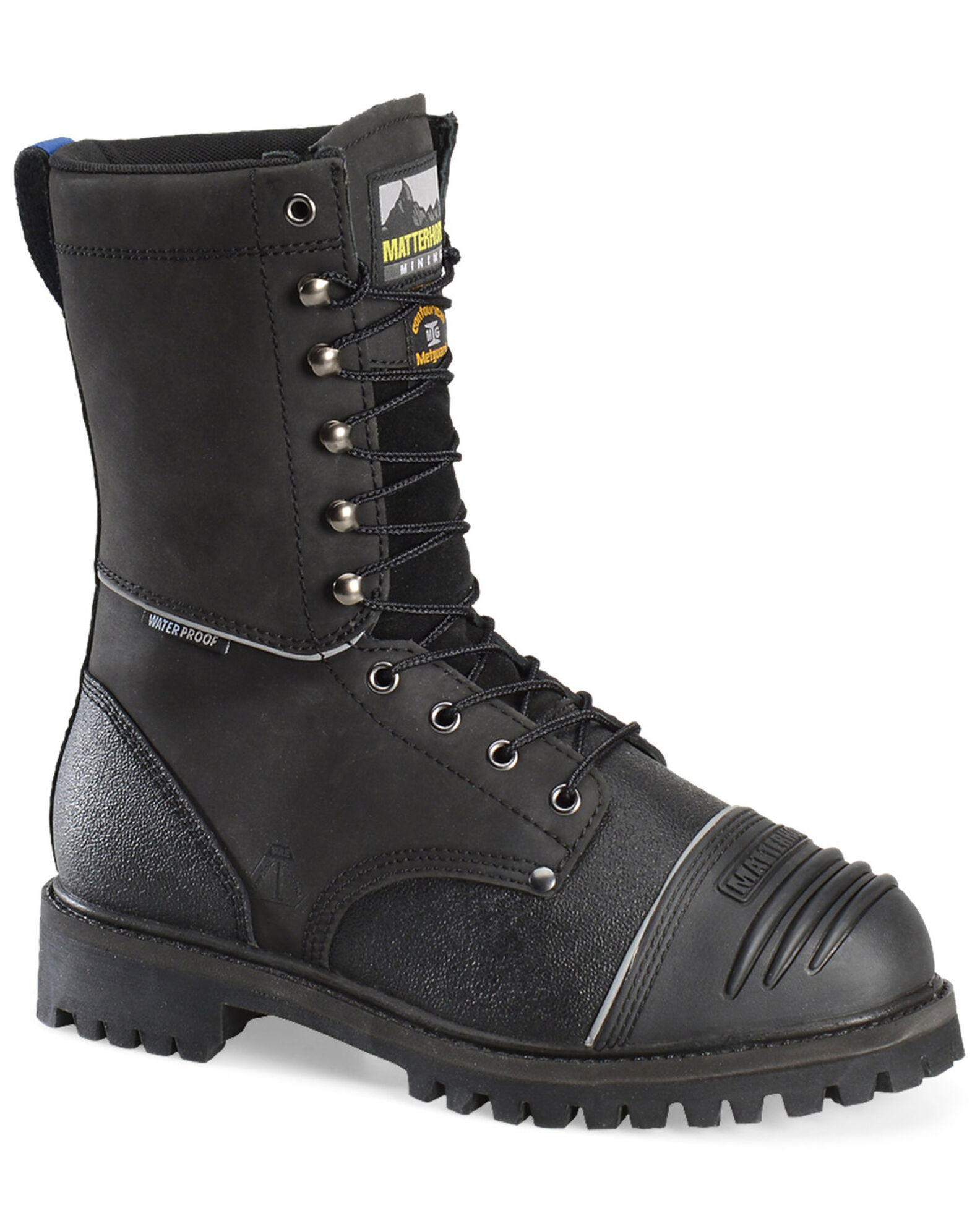 Image #1 - Matterhorn Men's Waterproof Lace-Up Met Guard Work Boots - Steel Toe, Black, hi-res