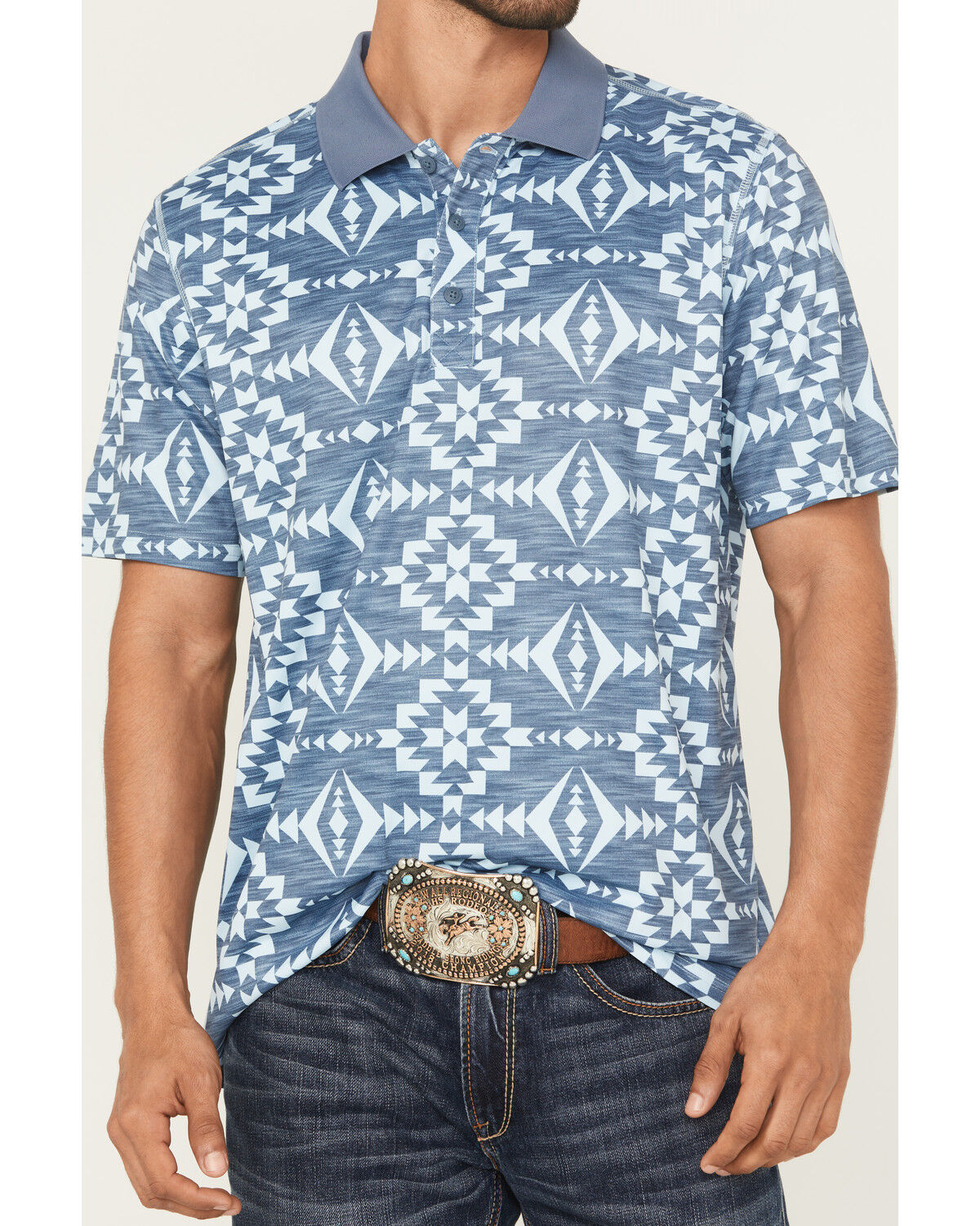 Product Name:  RANK 45® Men's Stock Southwestern Print Short Sleeve Polo