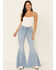 Grace in LA Women's Southwestern Flare Leg Jeans, Light Blue, hi-res