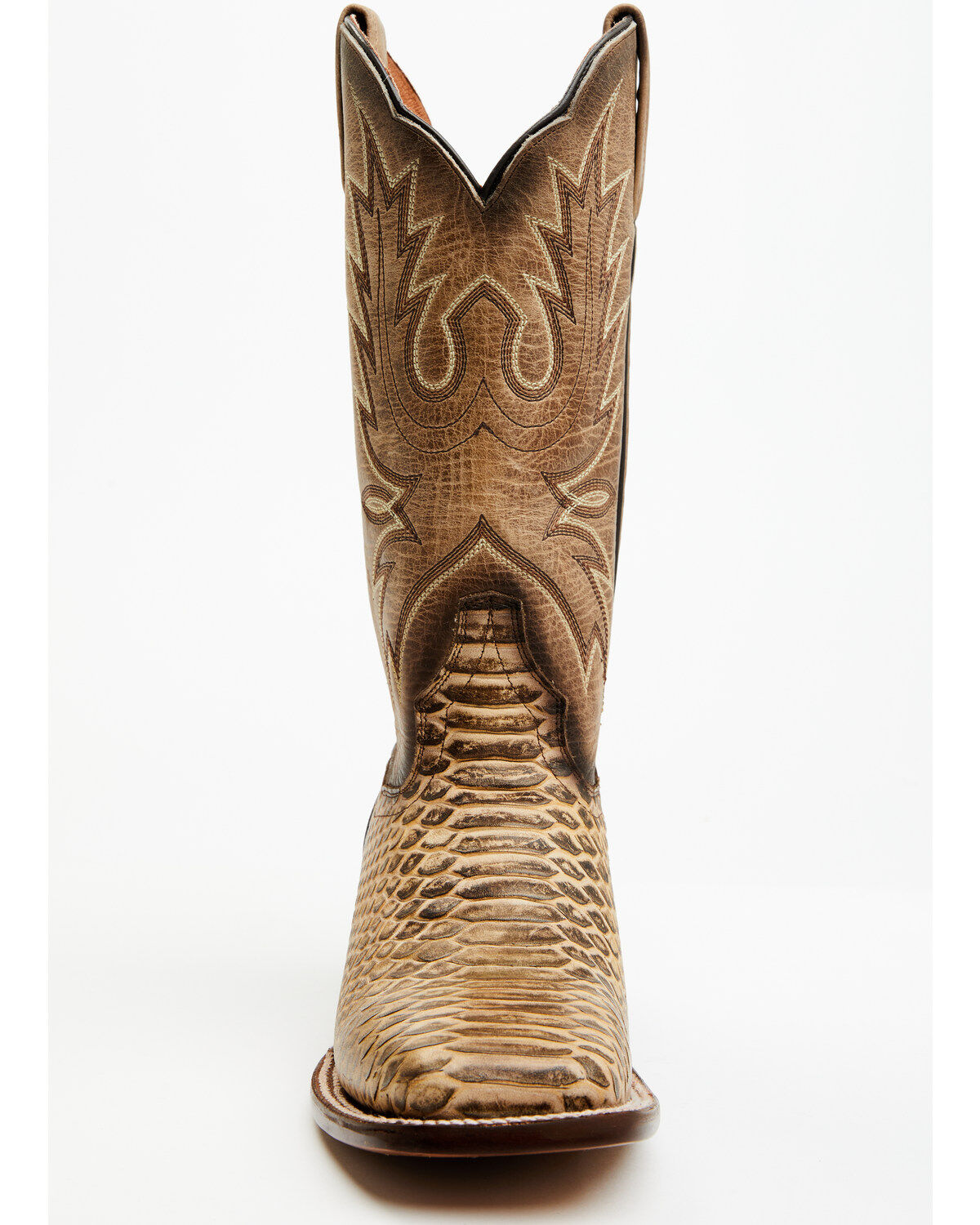 Image #4 - Dan Post Women's 12" Faux Python Western Boots - Broad Square Toe, Honey, hi-res