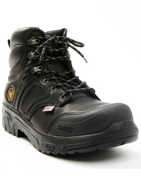 Hawx Men's 6" Anthem Waggled Lace-Up Work Boots - Composite Toe, Black, hi-res