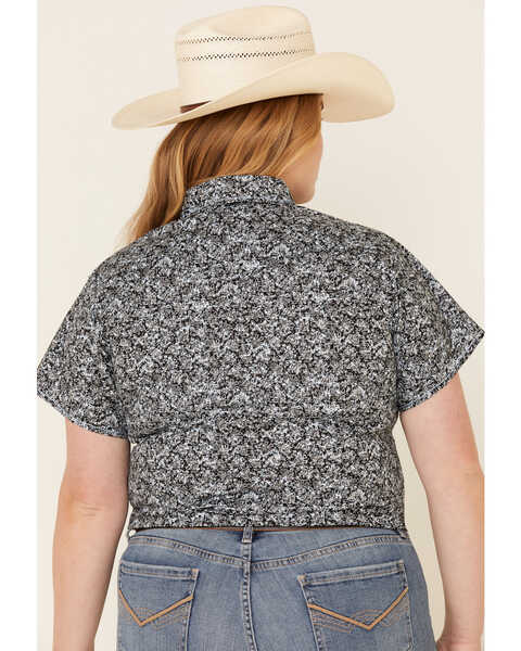 Image #4 - Rough Stock by Panhandle Women's Floral Print Short Sleeve Stretch Pearl Snap Western Shirt - Plus , , hi-res