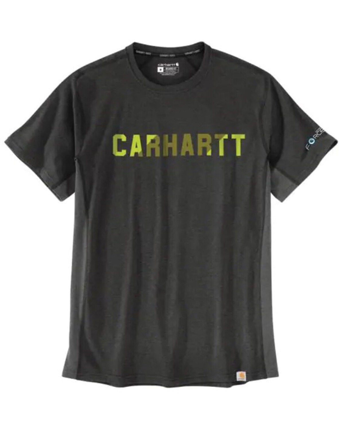 Carhartt Men's Force Midweight Block Logo Graphic Work T-Shirt, Black, hi-res