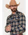 Image #2 - Cody James Men's Sequoia Plaid Print Long Sleeve Snap Flannel Shirt, Blue, hi-res