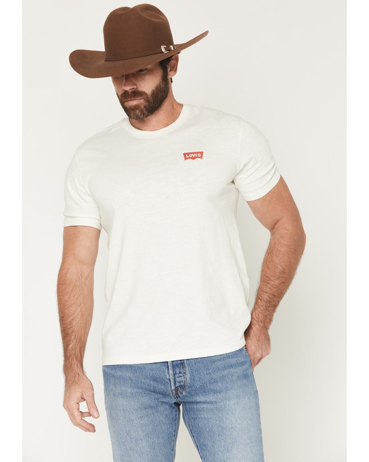 Levi's Men's Lasso Logo Short Sleeve Graphic T-Shirt, Off White, hi-res