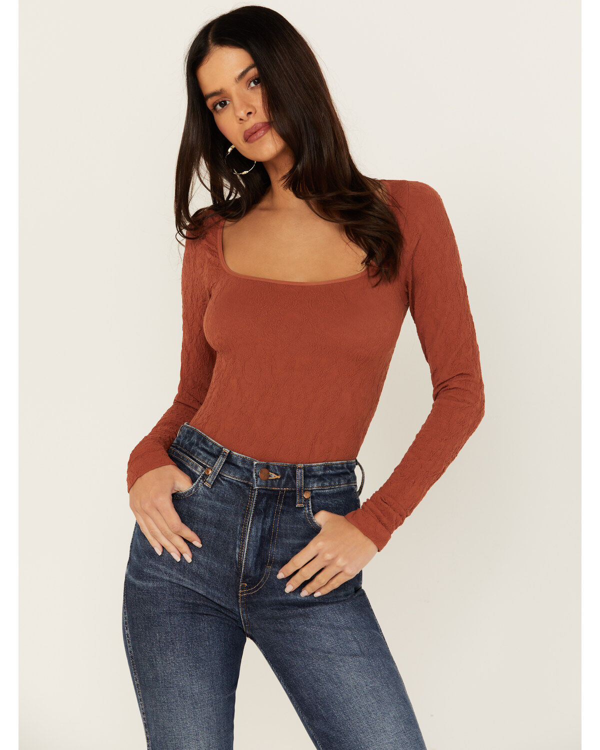 Image #1 - Free People Women's Have It All Long Sleeve Top, Rust Copper, hi-res