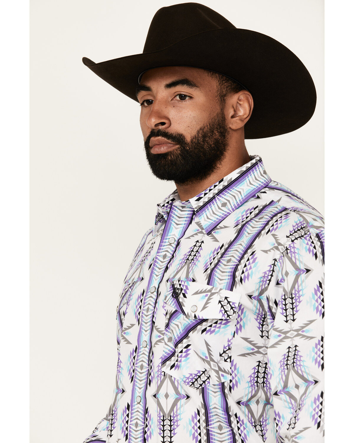 Product Name:  Panhandle Select Men's Southwestern Print Long Sleeve Pearl Snap Western Shirt