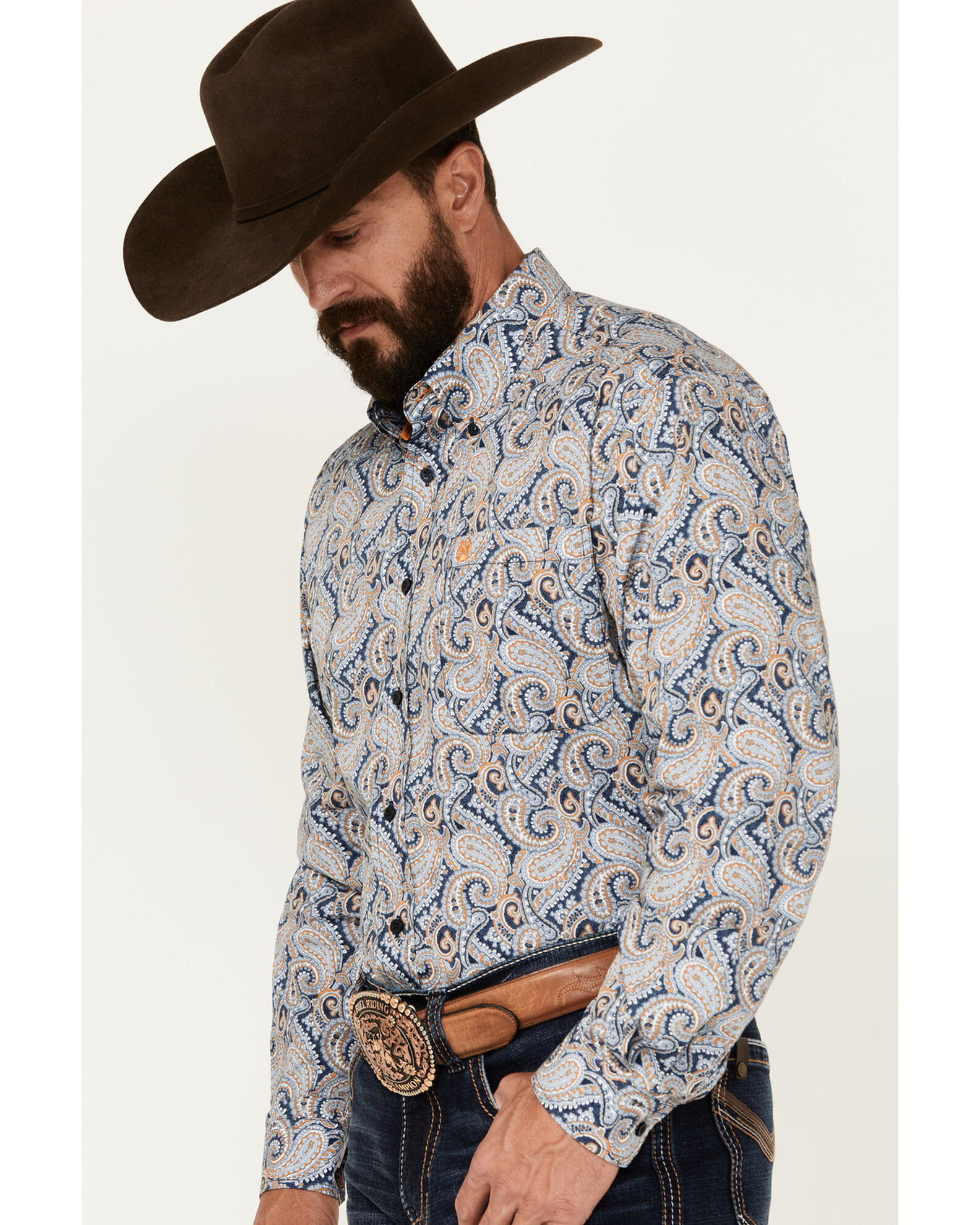 Product Name:  Cinch Men's Paisley Print Long Sleeve Button-Down Western Shirt