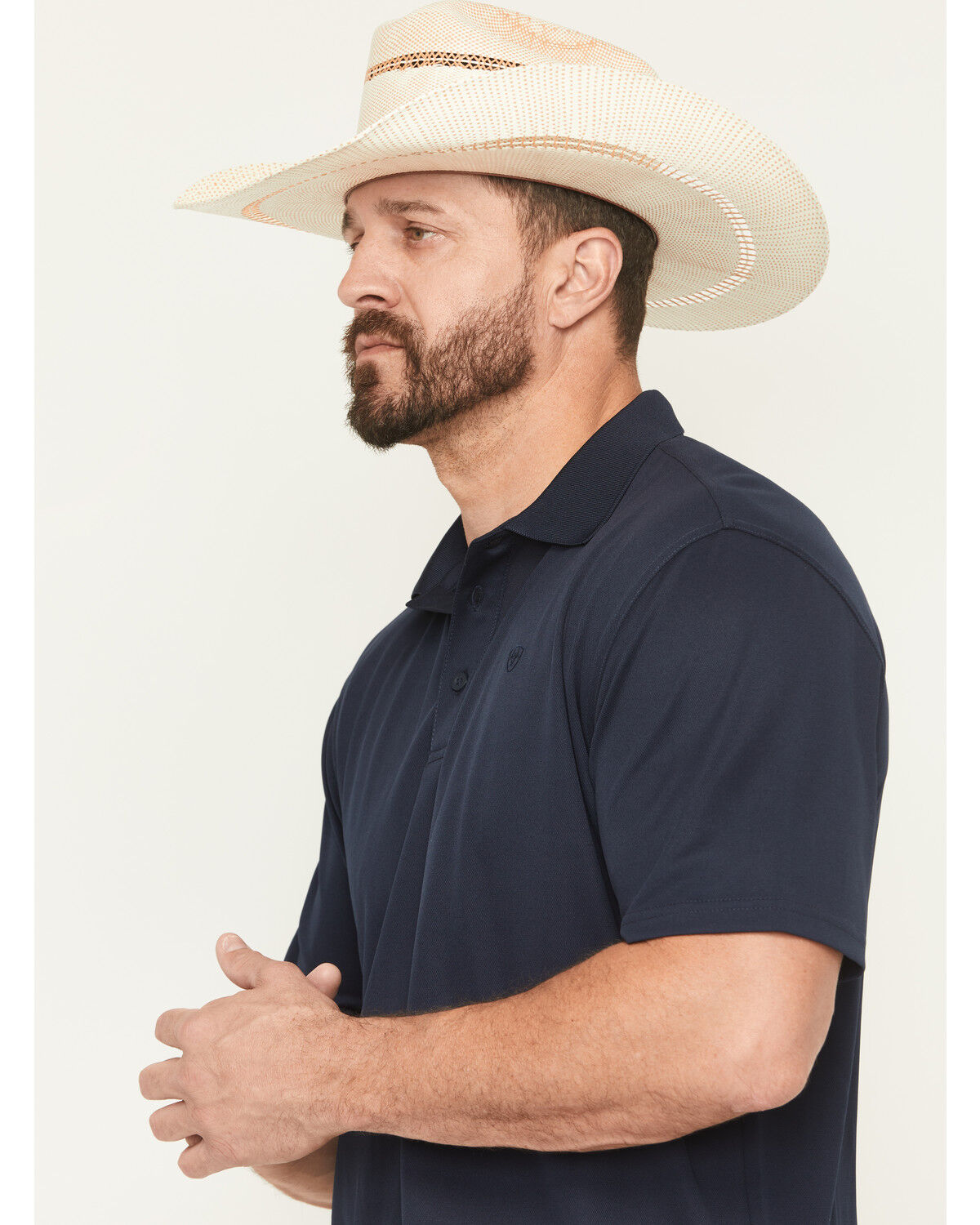 Image #2 - Ariat Men's Tek Short Sleeve Polo, Navy, hi-res