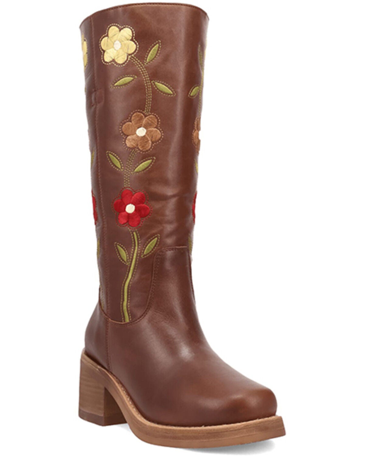 Image #1 - Dingo Women's Floral Bloom Fashion Boots - Round Toe, Brown, hi-res