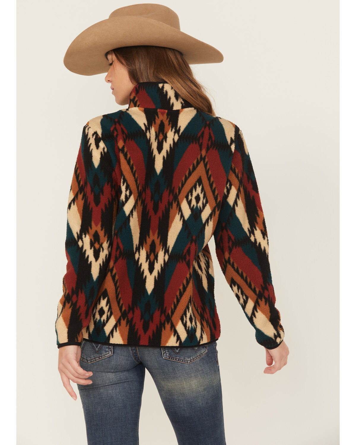 Image #4 - Wrangler Retro Women's Southwestern Print Sherpa Pullover, Teal, hi-res