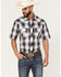Image #1 - Roper Men's Plaid Print Short Sleeve Snap Western Shirt, Grey, hi-res