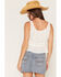 Image #4 - Lovestitch Women's Eyelet Peplum Tank Top, White, hi-res
