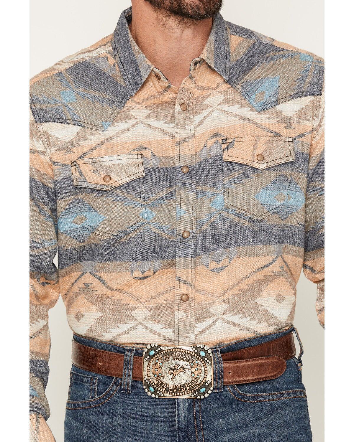 Image #3 - Cody James Men's Arrow Bear Southwestern Print Long Sleeve Snap Flannel Shirt, Multi, hi-res