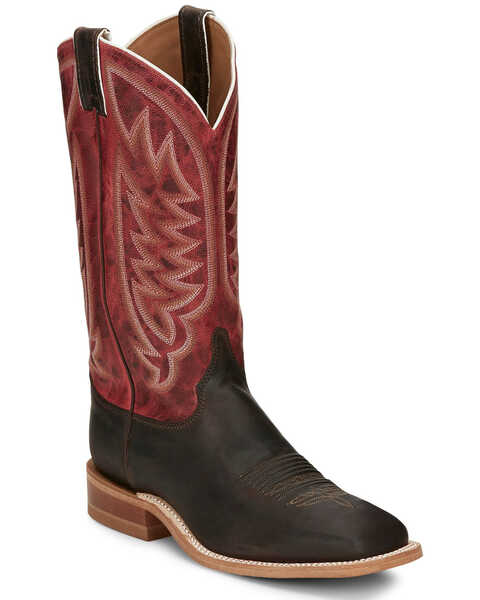Justin Men's Andrews Chocolate Western Boots - Broad Square Toe, Chocolate, hi-res