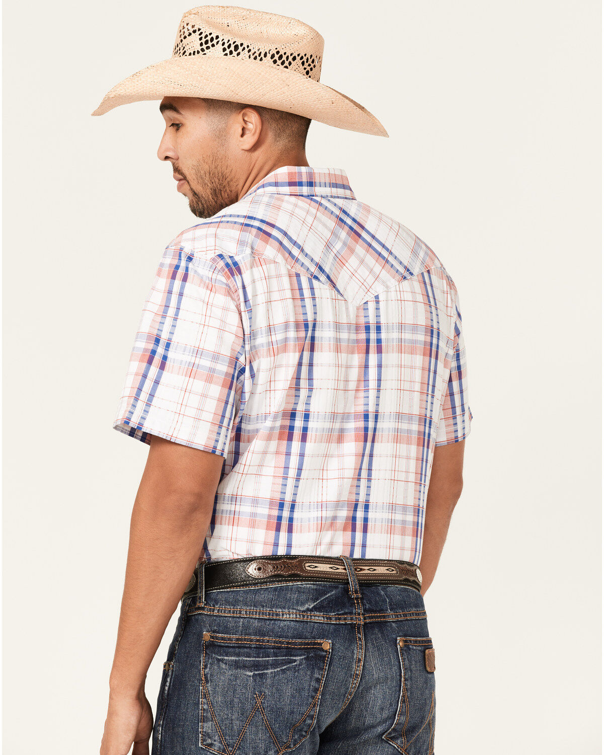 Image #4 - Cody James Men's Woodson Large Plaid Print Short Sleeve Snap Western Shirt, , hi-res