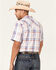 Image #4 - Cody James Men's Woodson Large Plaid Print Short Sleeve Snap Western Shirt , White, hi-res