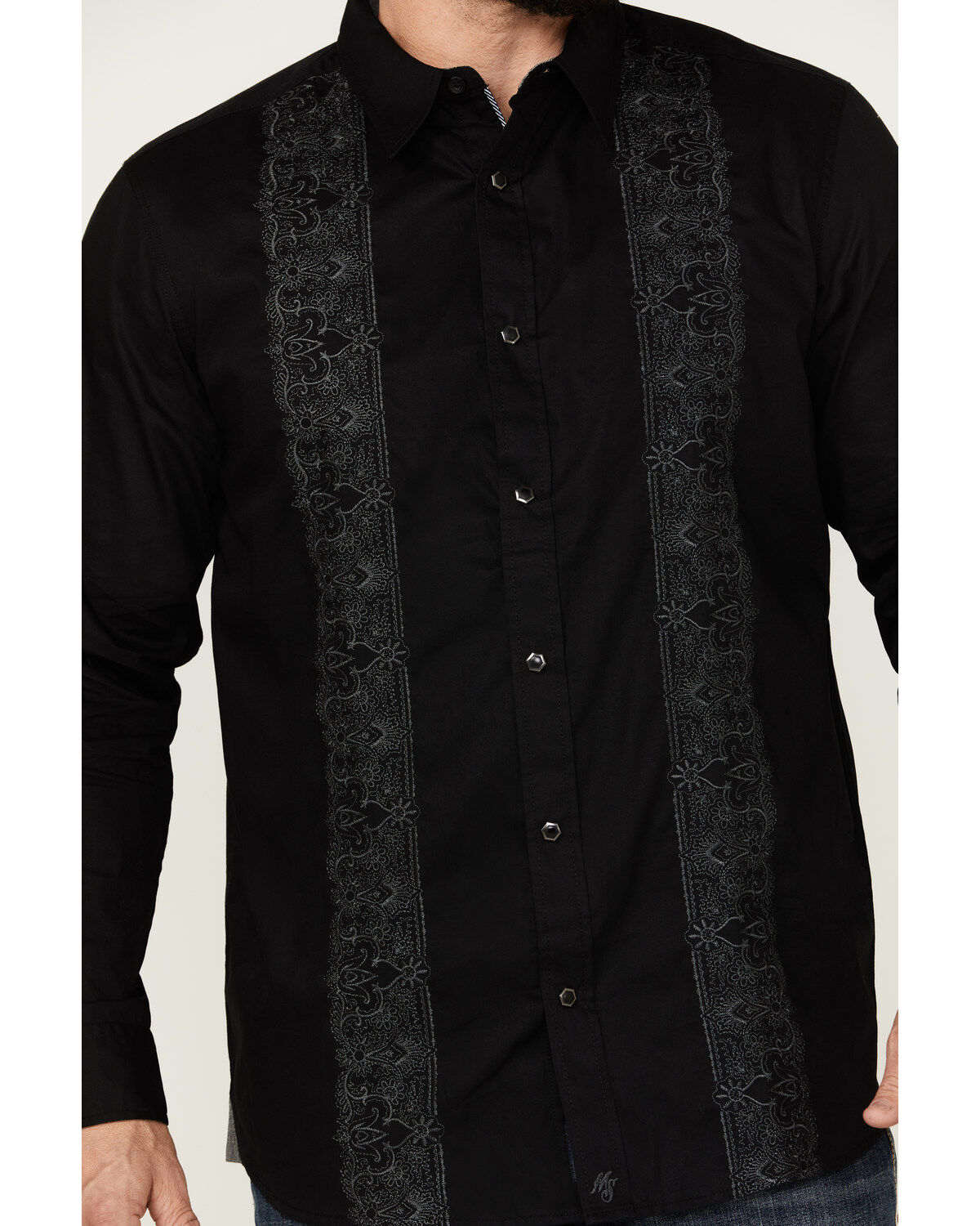 Product Name:  Moonshine Spirit Men's Embroidered Long Sleeve Snap Western Shirt
