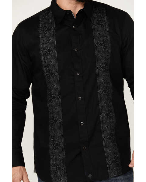 Image #3 - Moonshine Spirit Men's Embroidered Long Sleeve Snap Western Shirt , Black, hi-res