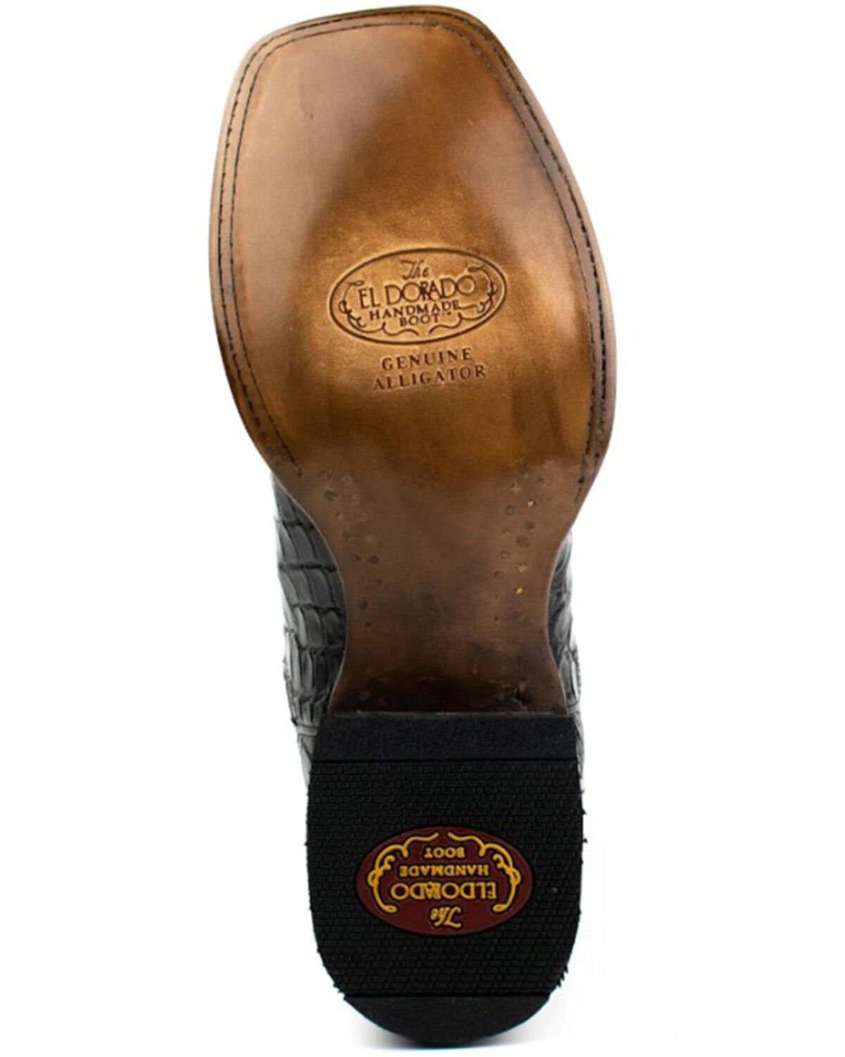 Image #7 - El Dorado Men's Exotic Scallop American Alligator Western Boot - Broad Square Toe, Black, hi-res