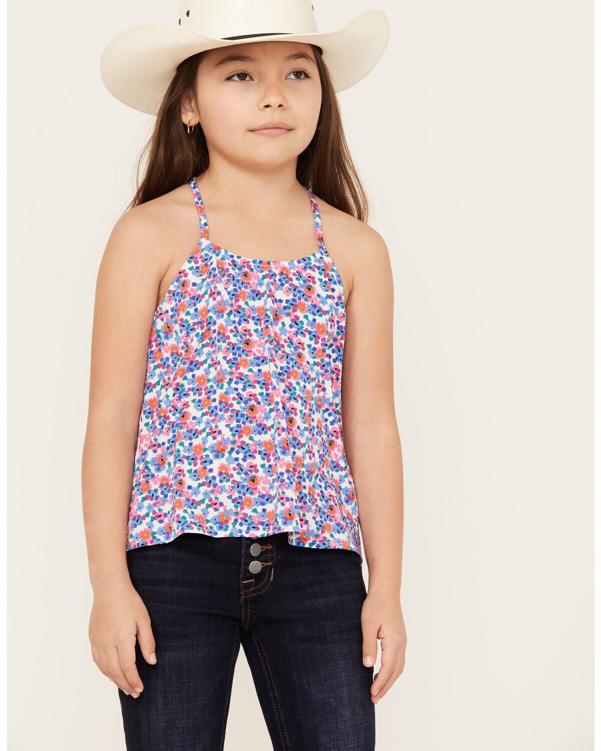 Molly Bracken Girls' Bow Tank Top, Blue, hi-res