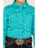 Image #3 - Shyanne Girls' Cactus Print Long Sleeve Western Pearl Snap Shirt, Turquoise, hi-res
