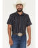 Image #1 - Cody James Men's Highland Rim Striped Print Short Sleeve Snap Western Shirt, Navy, hi-res