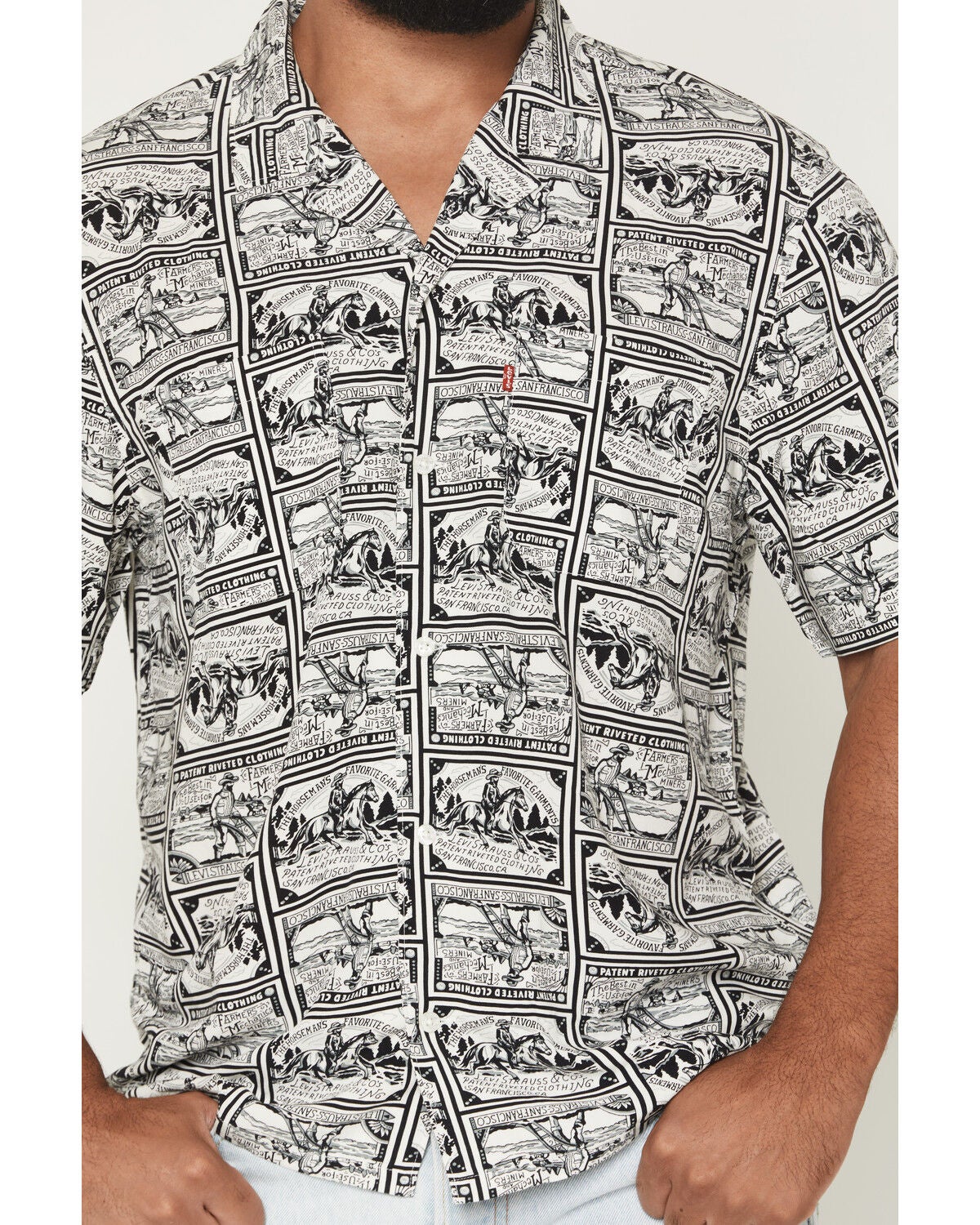 Image #3 - Levi's Men's Camper Miner Niner Heritage Short Sleeve Button-Down Western Shirt, Black, hi-res