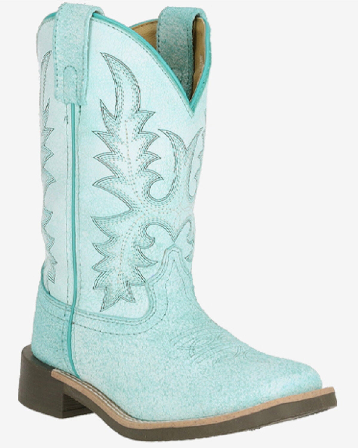 Image #1 - Smoky Mountain Girls' Painted Prairie Performance Western Boots - Broad Square Toe, Blue, hi-res