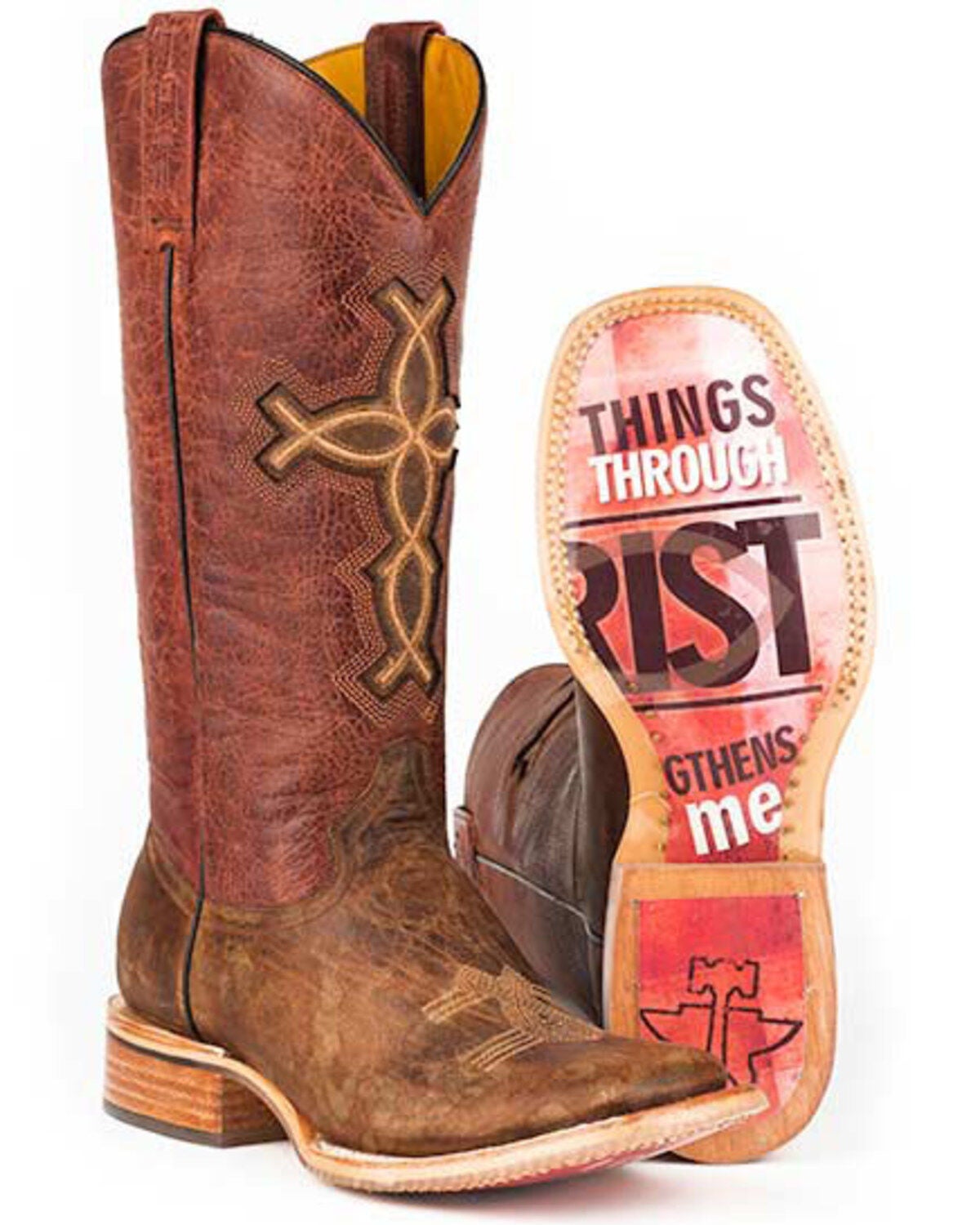 Tin Haul I Believe Cowgirl Boots - Square Toe, Brown, hi-res
