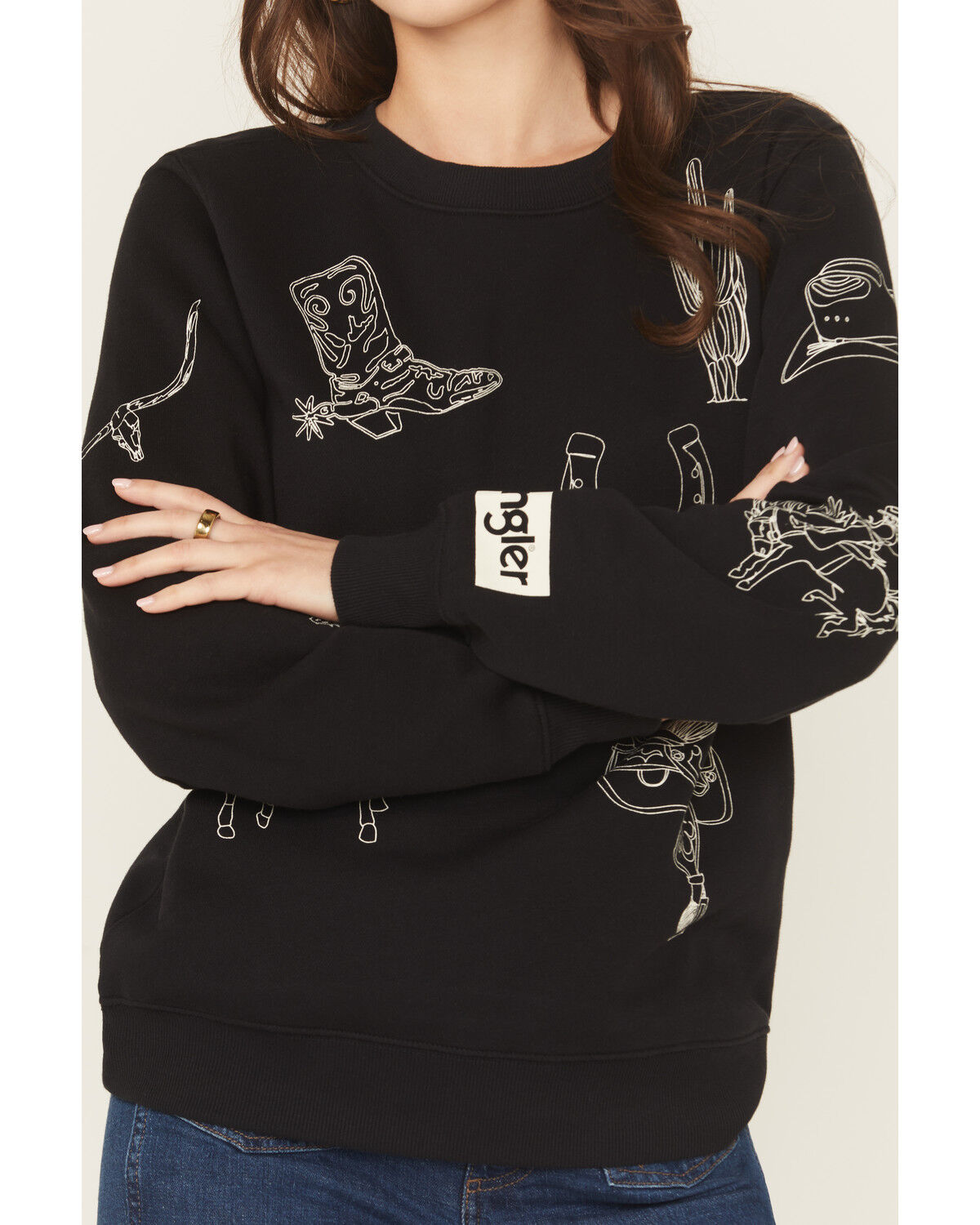 Image #3 - Wrangler Retro Women's Conversational Print Pullover Sweatshirt, Black, hi-res