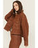 Image #2 - Ariat Women's Long Sleeve Boxy Cropped Denim Shirt, Brown, hi-res