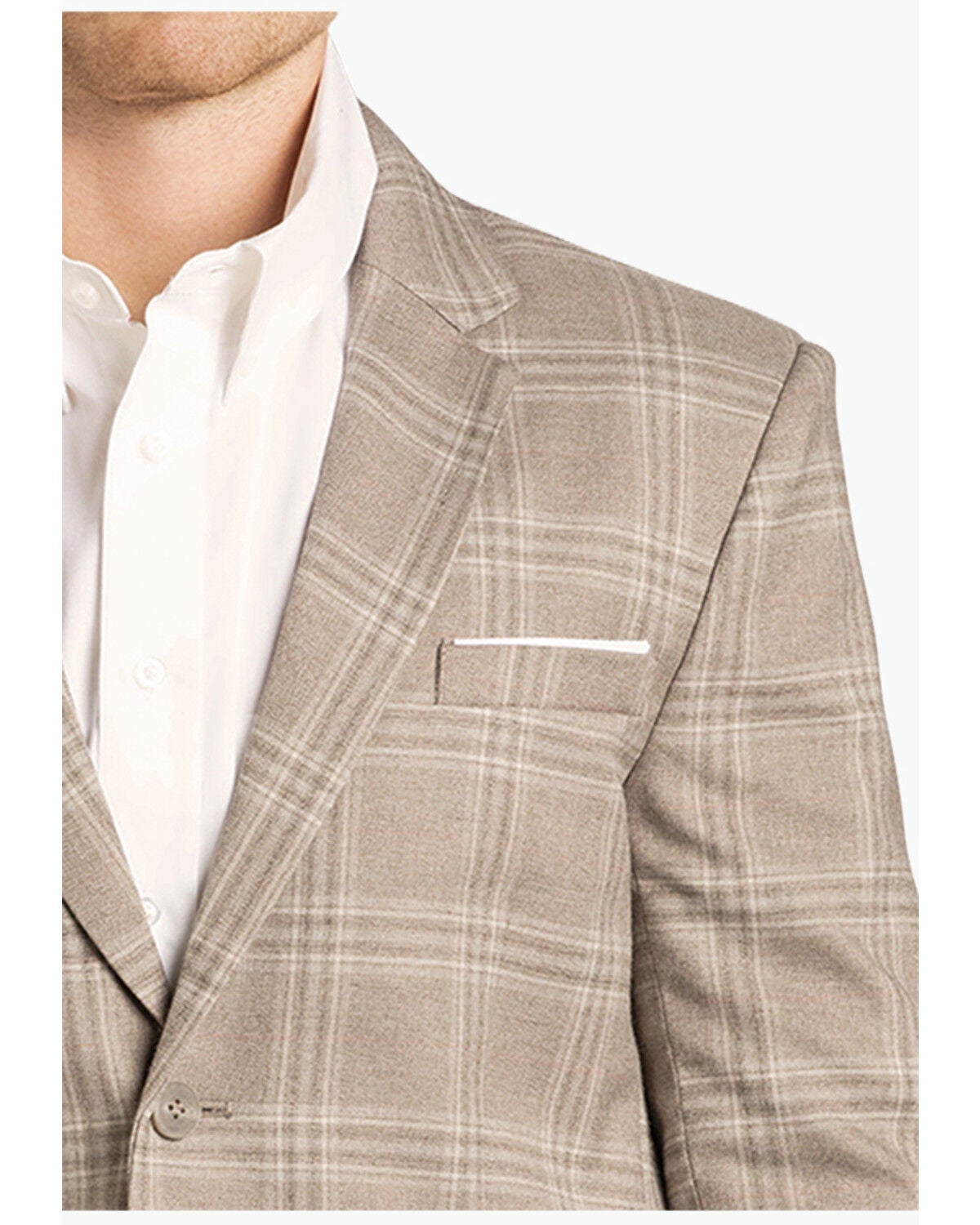 Image #2 - Panhandle Men's Plaid Print Button-Down Sportscoat, Taupe, hi-res