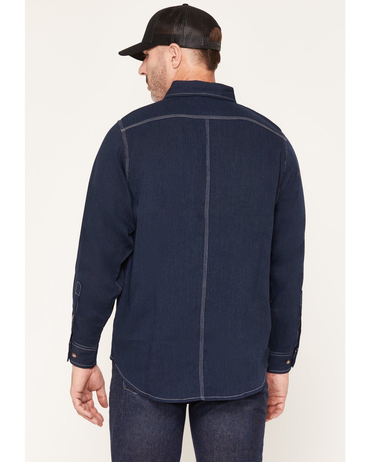 Image #4 - Forge Workwear Men's FR Tecasafe Long Sleeve Button-Down Western Shirt, Navy, hi-res