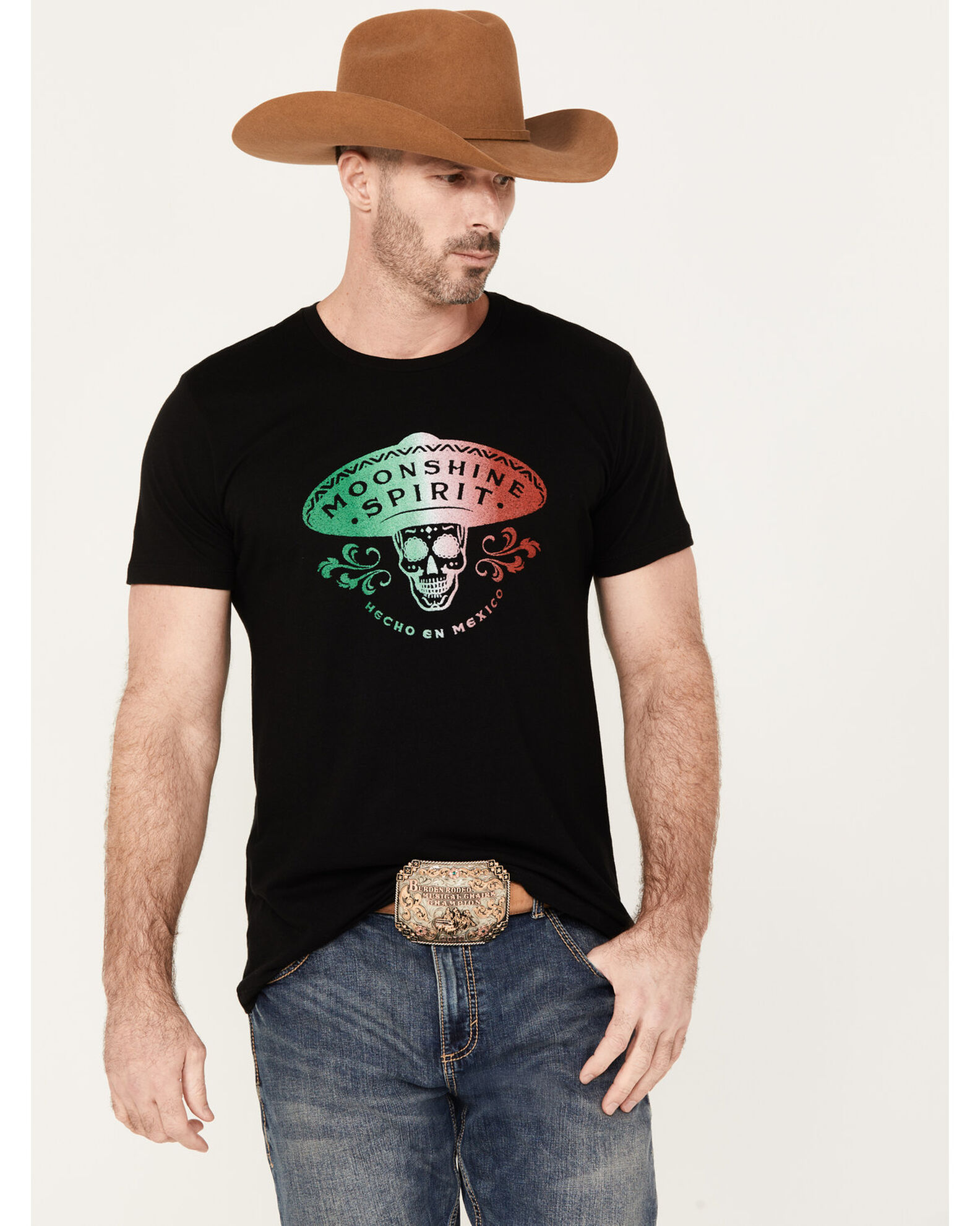 Moonshine Spirit Men's Sombrero Short Sleeve Graphic T-Shirt