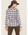 Ariat Women's FR Whitney Plaid Print Long Sleeve Pearl Snap Work Shirt , Lavender, hi-res