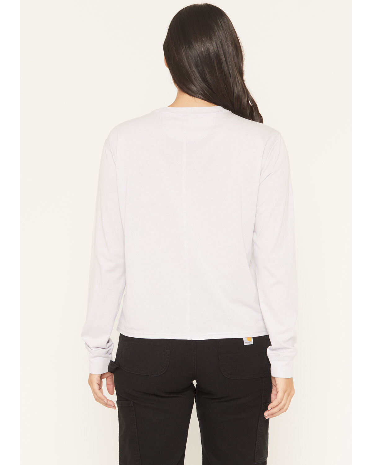 Image #4 - Carhartt Women's TENCEL™ Fiber Series Loose Fit Long Sleeve Crewneck Pocket T-Shirt, Lavender, hi-res